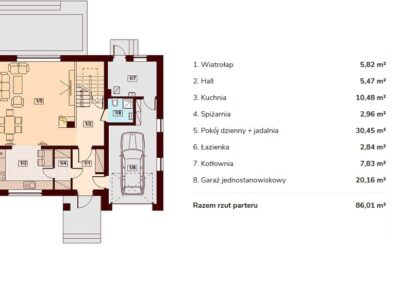 Rzut parteru - Marsala A-C - Domy Jaworzno