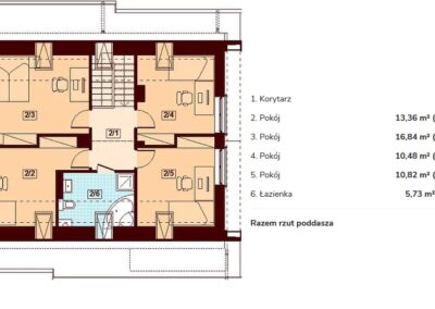 Rzut poddasza - Marsala A-C - Domy Jaworzno