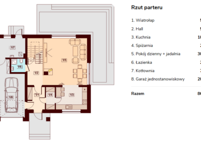 Rzut poddasza - Marsala D-L - Domy Jaworzno